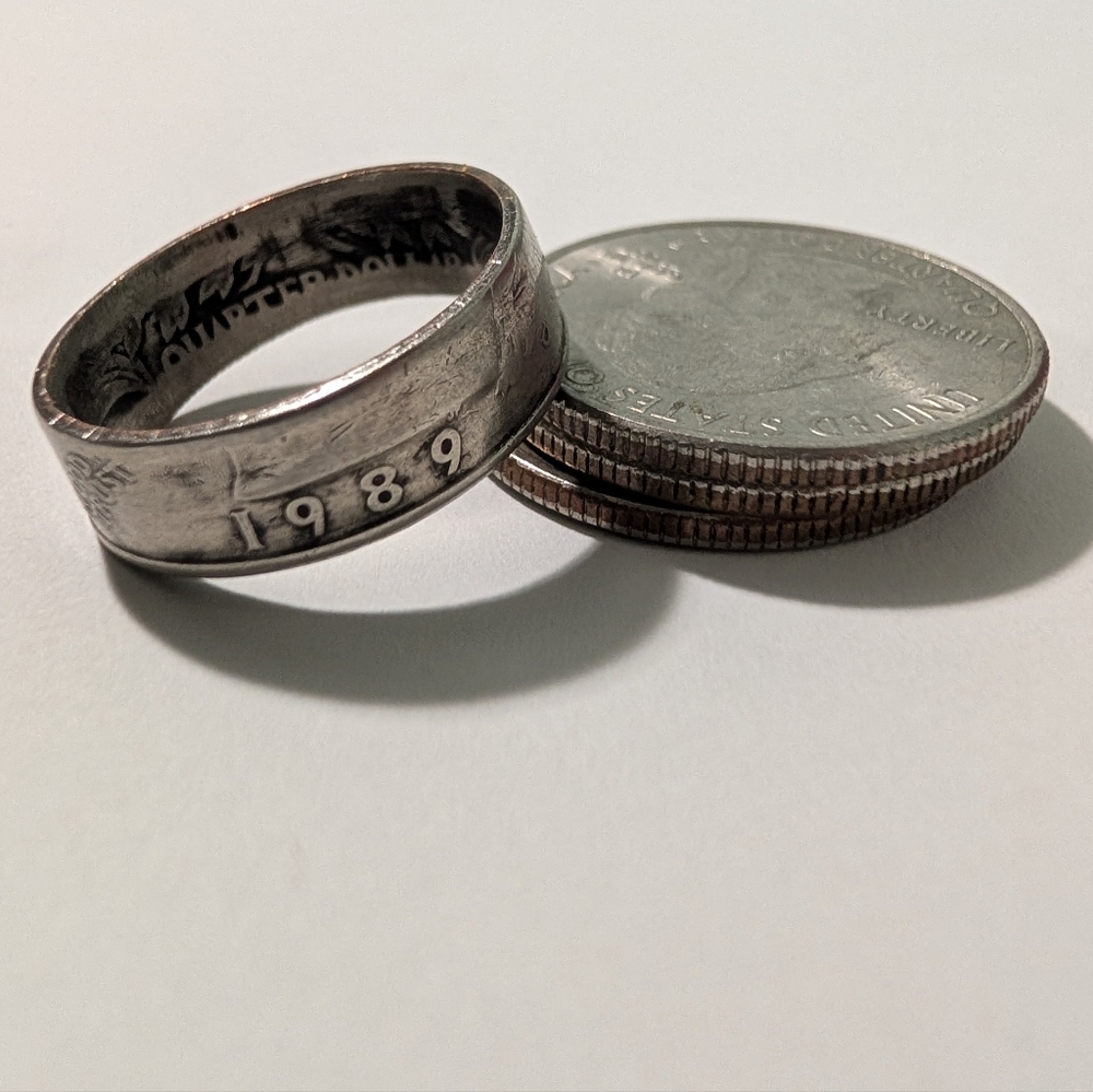1989 U.S Quarter Coin Ring Size 7.